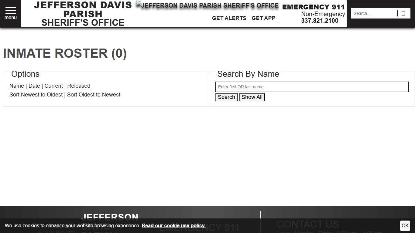Inmate Roster Jefferson Davis Parish Sheriff's Office Sort Release Time - Descending Page 1